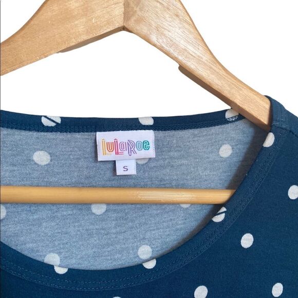 LuLaRoe Blue Polka Dot Julie Dress Size Small - Picture 2 of 4